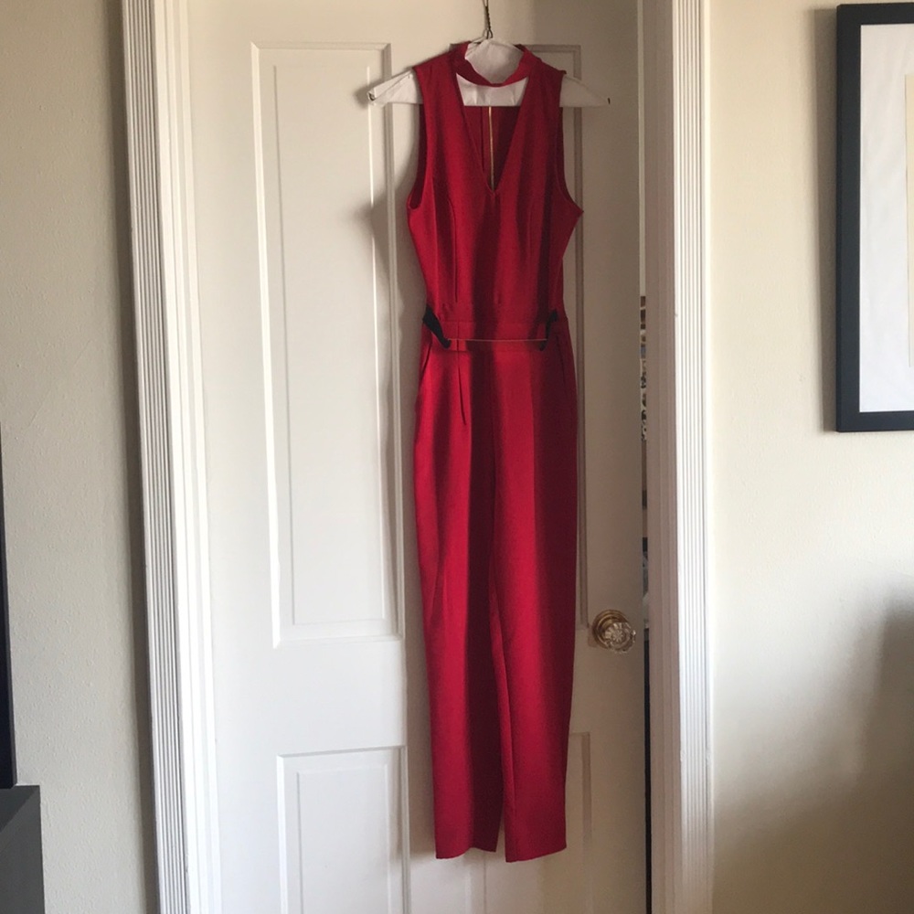 BNWT Material Girl XS Red Jumpsuit with Belt